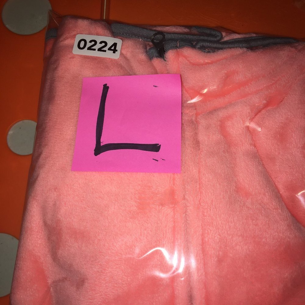 No Boundaries Fleece Sweatshirt Jacket Hoodie Peach/Pink with Gray trim Large - Picture 11 of 11